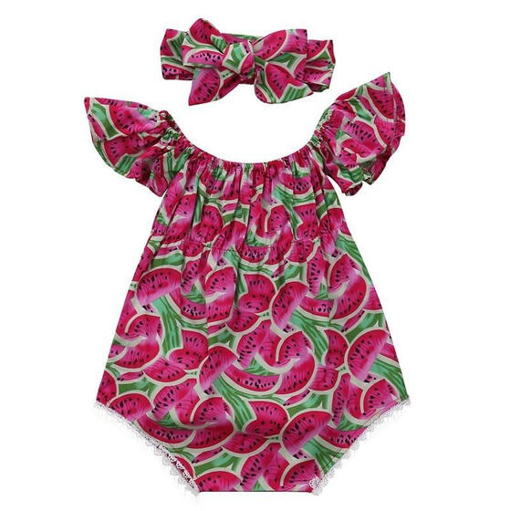 Newborn Infant Baby Girl Floral Romper Jumpsuit Bodysuit Headband Clothes Outfit