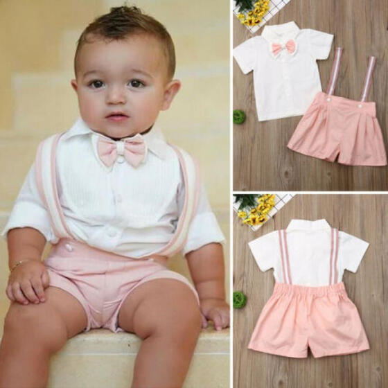 US Toddler Kids Baby Boy Gentleman Clothes Shirt Tops Shorts Pants Formal Outfit