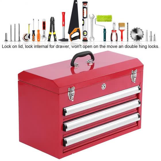 Shop Greensen Portable Heavy Duty 3 Drawers Tool Box Lockable