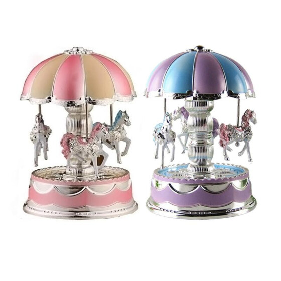LED Light Horse Carousel Merry-Go-Round Music Box Christmas Birthday Gift Toy US