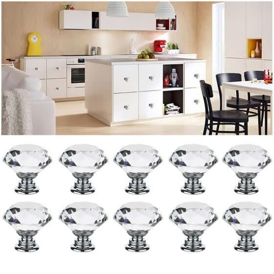 Shop 12pcs 30mm Crystal Cabinet Dresser Knob Diamond Shape Drawer