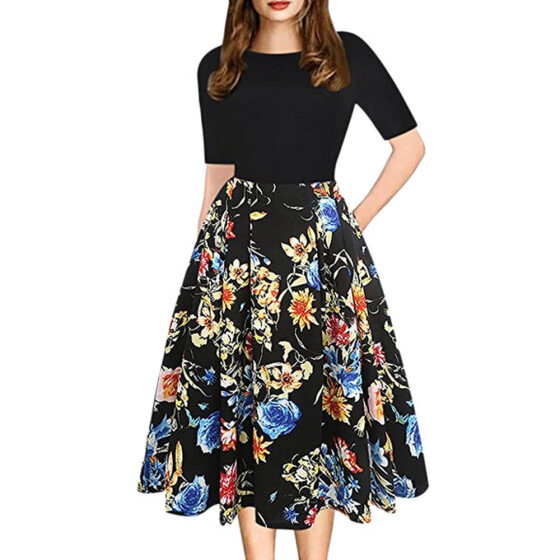Shop Summer Women Midi Dress 2018 Elegant Floral Print Sleeve Casual ...