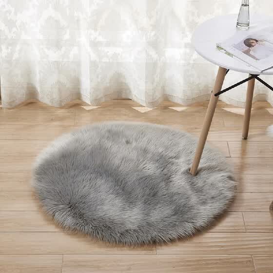 Shop Soft Plush Round Fluffy Rugs Artificial Wool Floor Mat Carpet