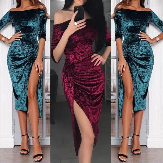 high slit bodycon dress