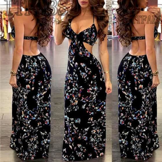 women's summer boho casual long maxi evening party cocktail beach dress sundress