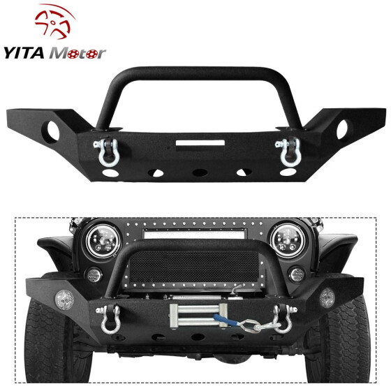 Rock Crawler Front Rear Bumper w// Winch Plate Steel for 07-18 Jeep Wrangler JK