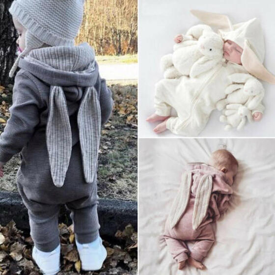 Newborn Baby Girl Boy Bear Romper Jumpsuit Bodysuit Outfits Hooded Warm Clothes