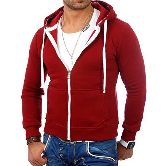 red zip up jumper