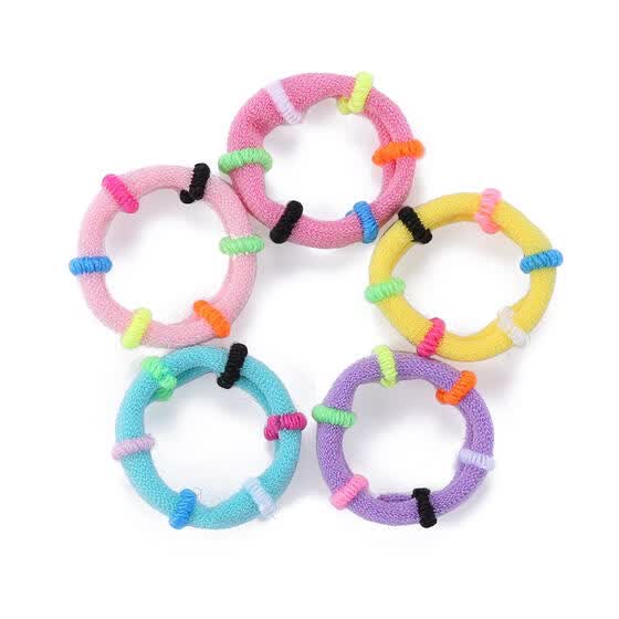 Shop 100pcs Towel Cotton Elastic Rubber Hair Bands Kids Girls Hair