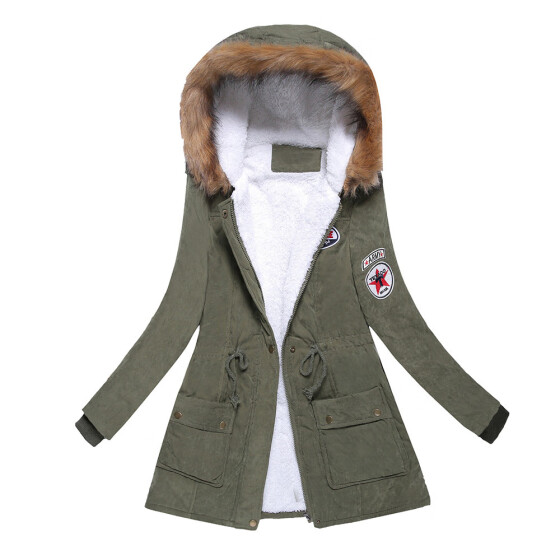 Women Winter Warm Fur Collar Hooded Long Coat Jacket Slim Parka Outwear Coat New