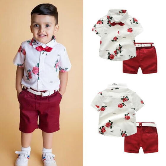 Toddler Kids Baby Boys Clothes Lapel Shirt Tops+Short Pants Outfits Sets Sunsuit