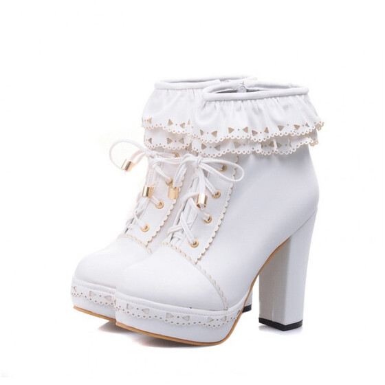 Women Color Hidden Wedge Platform High Heel Faux Leather Round Toe Bridal Shoes
