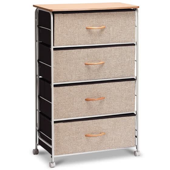 Shop Fabric Storage Dresser Organizer Unit Side Table With Wheels