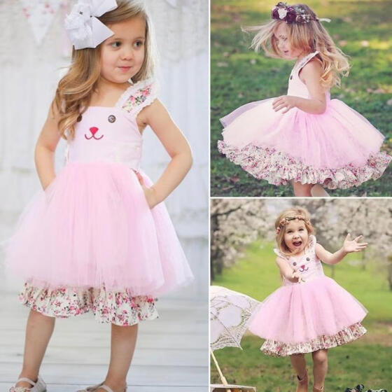 Toddler Baby Girls Bunny Party Pageant Princess Tutu Gown Dress Clothes Easter