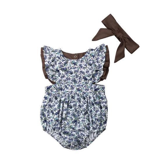 Newborn Infant Kid Girl Baby Floral Romper Bodysuit Sunsuit Jumpsuit Outfiit Set