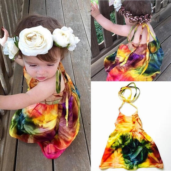 Casual Toddler Kids Baby Girl Halter Backless Tutu Dress Sundress Summer Clothes