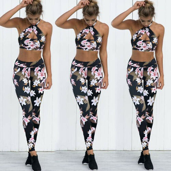 Womens Yoga Pants Fitness Leggings Running Jogging Gym Exercise Sports Trousers
