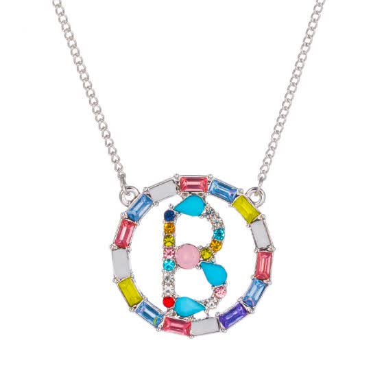 Shop Multicolor Fashion Silver Charm 26 Alphabet Round Pendant Necklace Pave Zircon Initial Letter Necklaces Couple Name Necklace Online From Best Chain Necklaces On Jd Com Global Site Joybuy Com