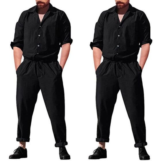 Verwonderlijk Shop Men Long Sleeve Solid Coverall One Piece Jumpsuits Cotton GA-89