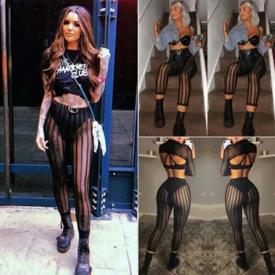 see through flared trousers