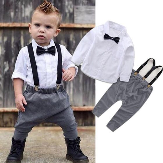 Long Pant Gentleman Suit Kids Clothes Outfits Set Toddler Baby Boys Formal Top