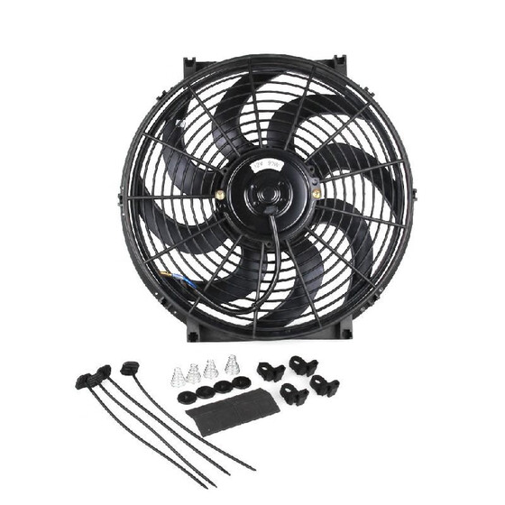 1 12 inch Universal Slim Pull Push Radiator Engine Cooling Fan 12V w// Mount Kit