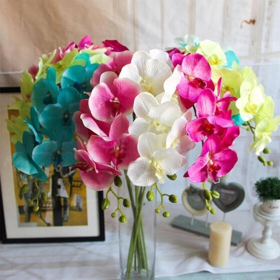 Artificial Butterfly Orchid Silk Flower Bouquet Phalaenopsis Wedding Home Decor