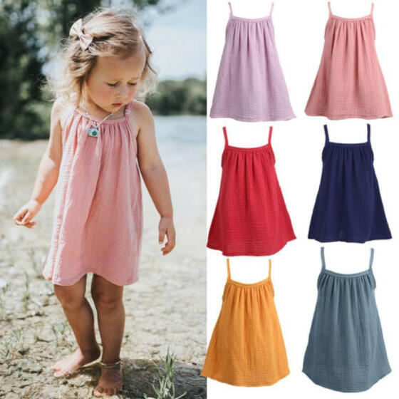 US Toddler Infant Baby Girl Clothes Long Sleeve Dress Tutu Casual Solid Dresses