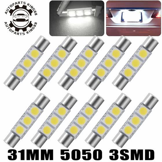 10x Pure White 30mm 31mm 5050 3smd Led Fuse Vanity Mirror 10x Pure White 30mm 31mm 5050 3smd Led