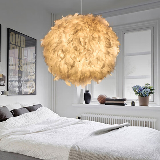 Shop Modern Romantic White Feather Ball Ceiling Chandelier