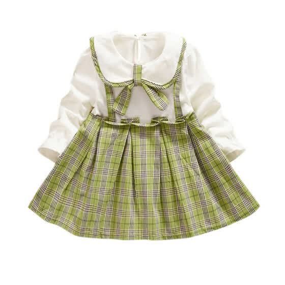 Shop Spring Autumn New Baby Kids Girls Plaid Print Long Sleeve