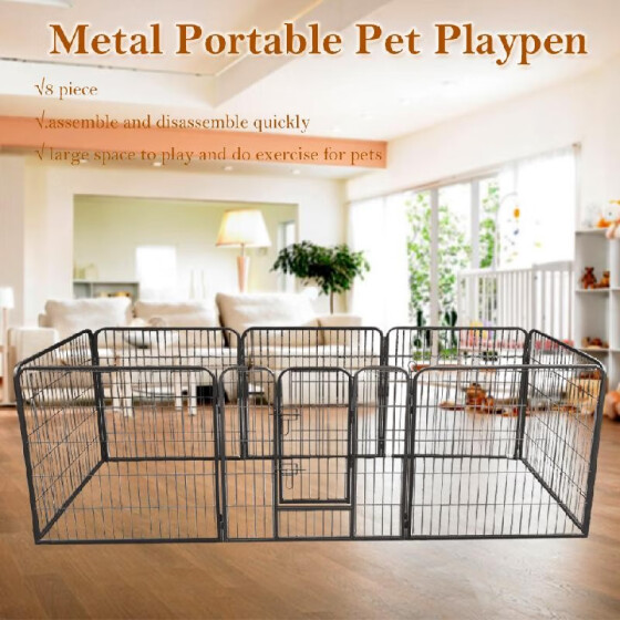 Shop Pet Playpen Dog Exercise Pen Metal Portable Dog Fence 8 Panel