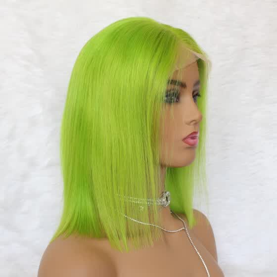 Shop Full Lace Wig Green Color Bob Cut Online From Best Blonde