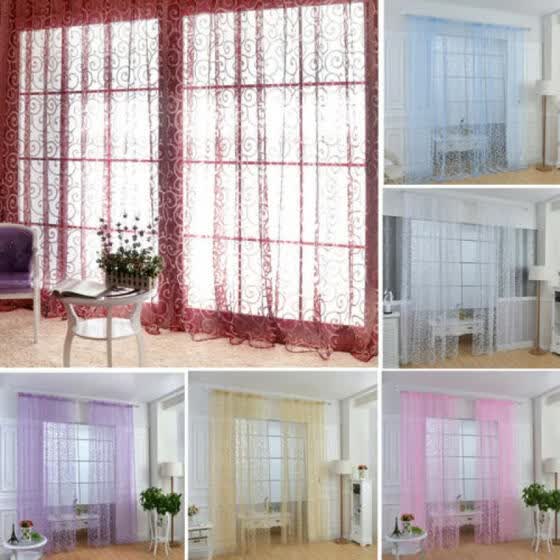 Shop Romantic Tulle Door Window Floral Curtain Drape Panel Sheer