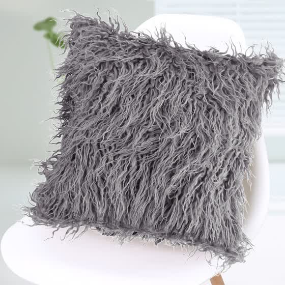 Shop Long Plush Throw Pillow Cover Fur Sofa Pillow Cover Throw