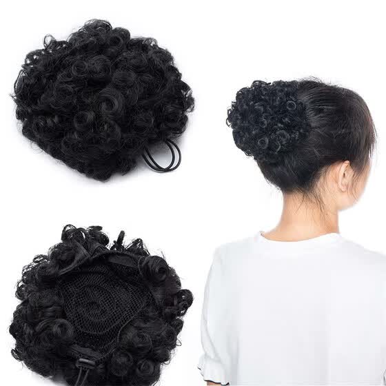Shop Afro Bun Extension Puff Ponytail Chignon Hairpiece With