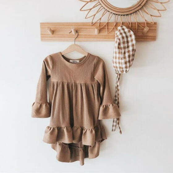 US Baby Girl Toddler Kid Princess Flared Long Sleeve Dress Wedding Party Dresses