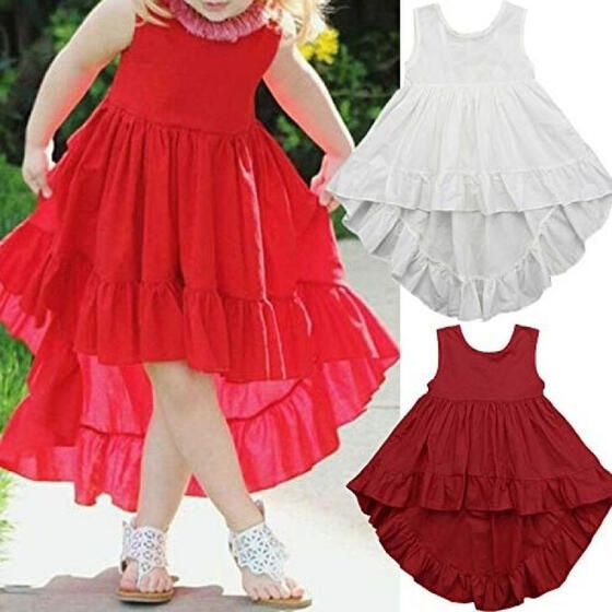 Toddler Kids Baby Girl Summer Casual Ruffle Dress Princess Party Dress Clothes