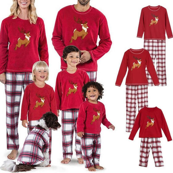 Family Matching Christmas Pajamas PJs Sets Xmas Sleepwear Nightwear Tops /& Pants