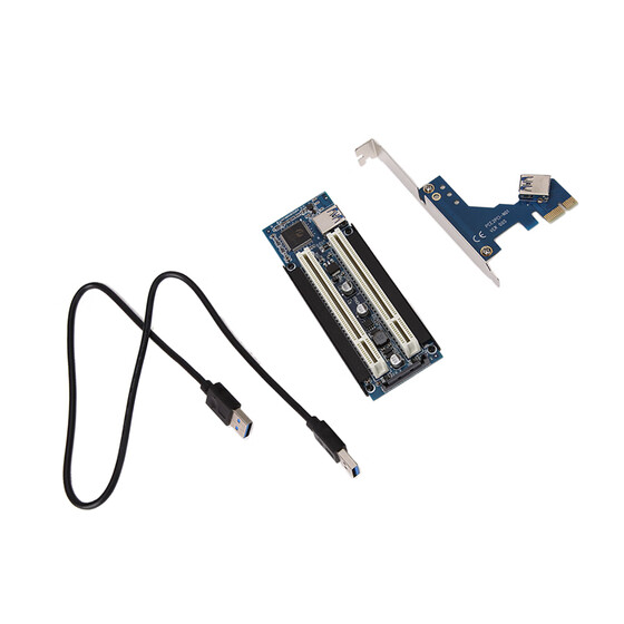 PCI-E Express X1 to Dual PCI Riser Extend Adapter Card With USB 3.0 Cable NEW