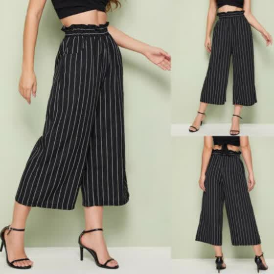 ladies striped wide leg trousers