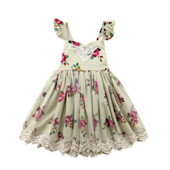 Cute Toddler Kids Baby Girls Flowers Party Pageant Lace Tutu Tulle Dress Summer
