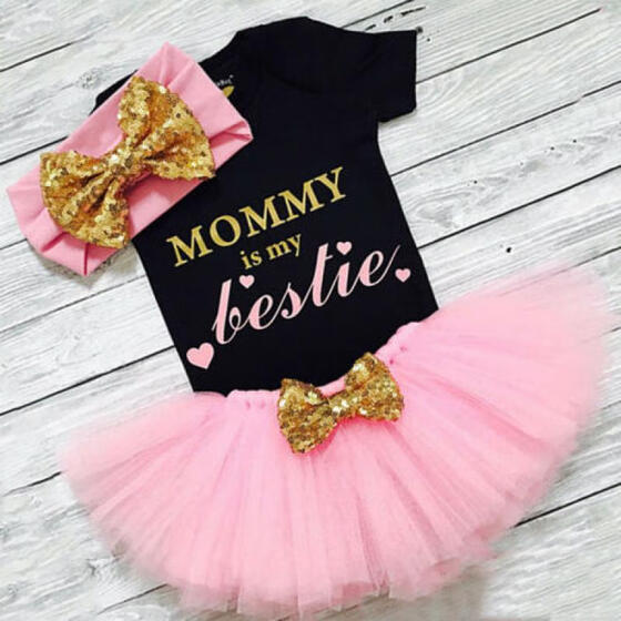 3PCS//Set Newborn Infant Baby Girls Outfits Clothes T-shirt Tops+Tutu Dress Skirt
