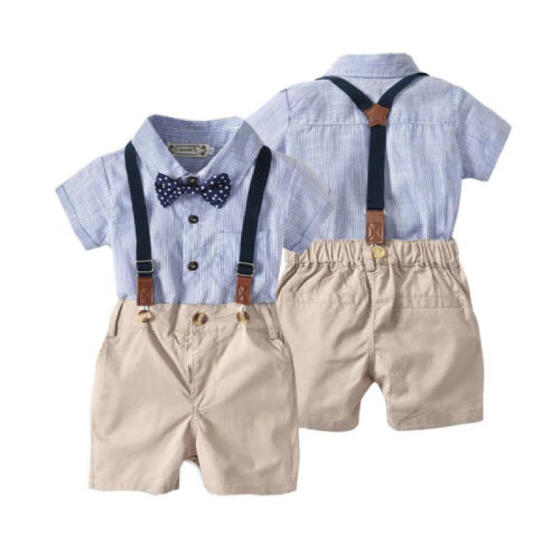 2pcs Newborn Infant Baby Boys Gentleman Romper Tops+Shorts Clothes Outfits Set