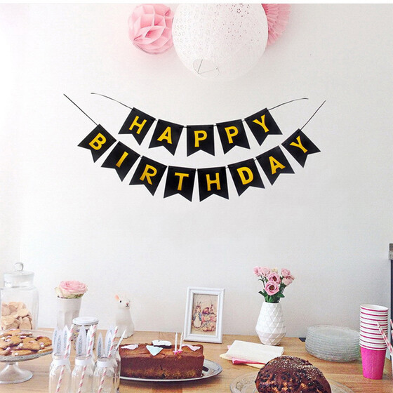 Pastel Perfection Garland Gold Foiled Happy Birthday Bunting Banner Party Décor