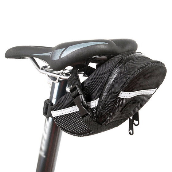 Black Bike Saddle Bag Bicycle Under Seat Storage Tail Pouch Cycling Pack Bags