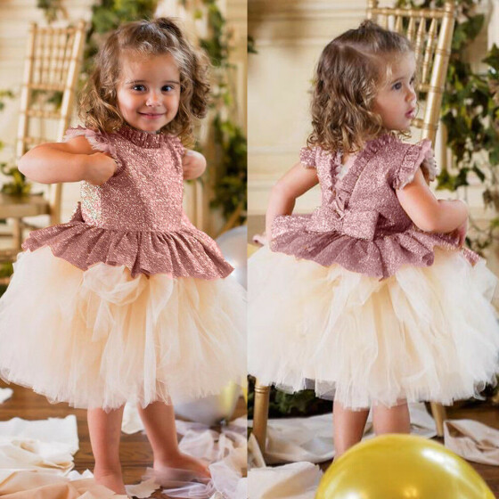 Baby Girl Lace Princess Tulle Dress Flower Tutu Dresses Party Wedding Bridesmaid