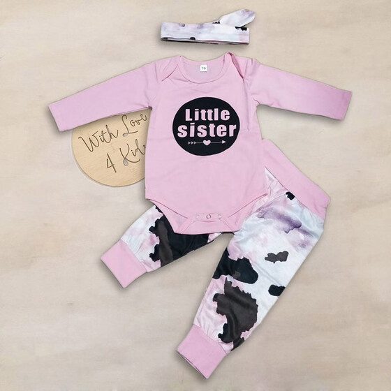 3pcs//Set Newborn Infant Baby Girls Outfits Clothes Romper Tops+Pants+Headband