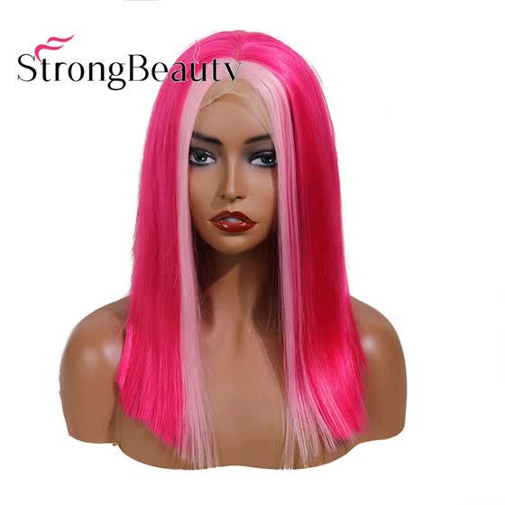 Shop Strongbeauty 14 Ombre Hot Pink Wig Bob Lace Front Wigs With