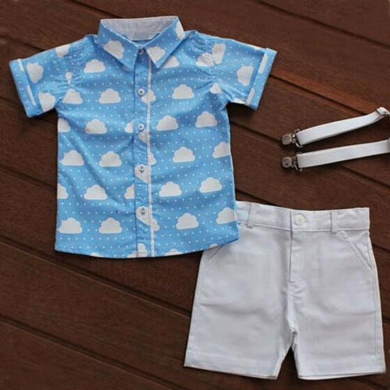 2pcs Baby Boys Kids Toddlers Stripe Bear T-shirt Tops+Pants Clothes Outfits Sets